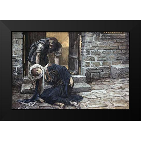 Levite Findeth His Dead Wife Black Modern Wood Framed Art Print by Tissot, James
