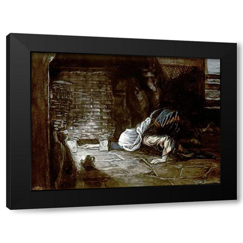 Lost Piece of Silver Black Modern Wood Framed Art Print with Double Matting by Tissot, James