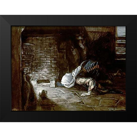 Lost Piece of Silver Black Modern Wood Framed Art Print by Tissot, James