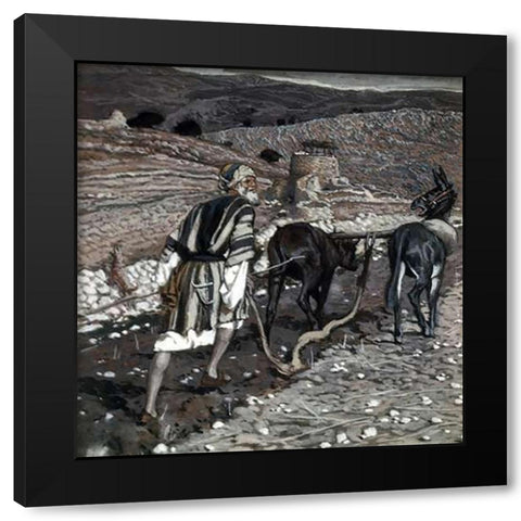 Man at The Plough Black Modern Wood Framed Art Print with Double Matting by Tissot, James