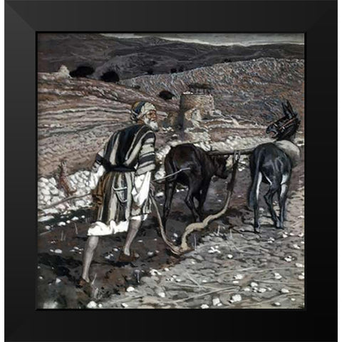 Man at The Plough Black Modern Wood Framed Art Print by Tissot, James