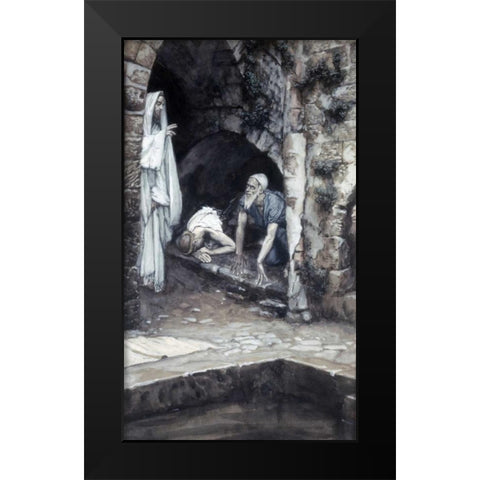 Man With An Infirmity of 38 Years Black Modern Wood Framed Art Print by Tissot, James Jacques