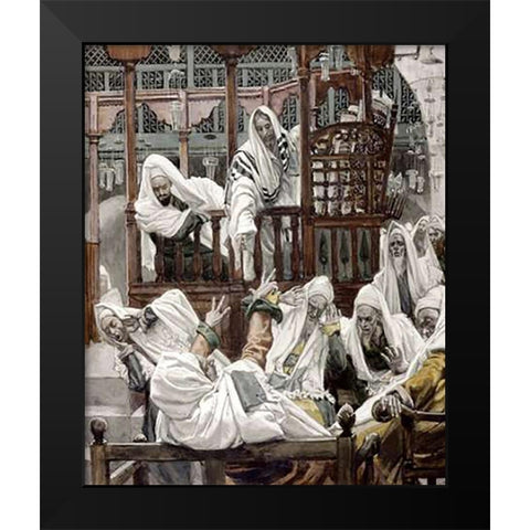 Man With The Unclean Spirit Black Modern Wood Framed Art Print by Tissot, James