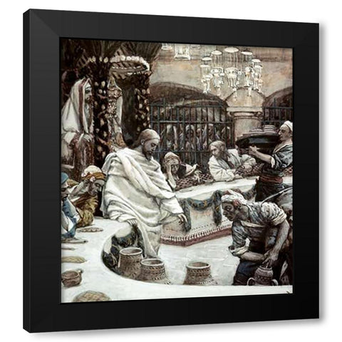 Marriage of Cana of Galilee Black Modern Wood Framed Art Print with Double Matting by Tissot, James