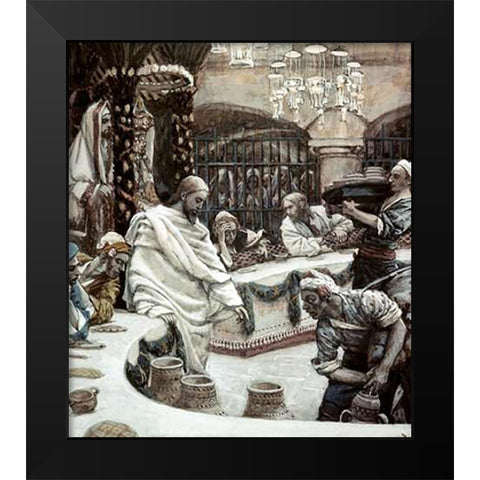 Marriage of Cana of Galilee Black Modern Wood Framed Art Print by Tissot, James