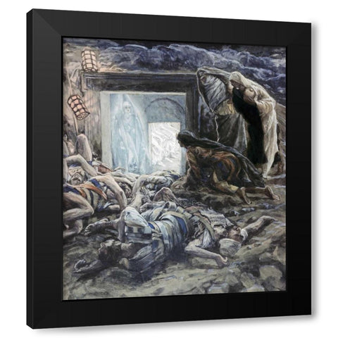 Mary Magdalene and The Holy Women at The Tomb Black Modern Wood Framed Art Print with Double Matting by Tissot, James Jacques