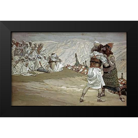Meeting of Esau and Jacob Black Modern Wood Framed Art Print by Tissot, James