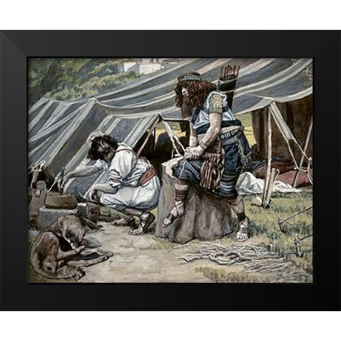 Mess of Pottage Black Modern Wood Framed Art Print by Tissot, James