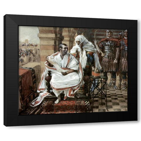 Message From Pilates Wife Black Modern Wood Framed Art Print by Tissot, James Jacques