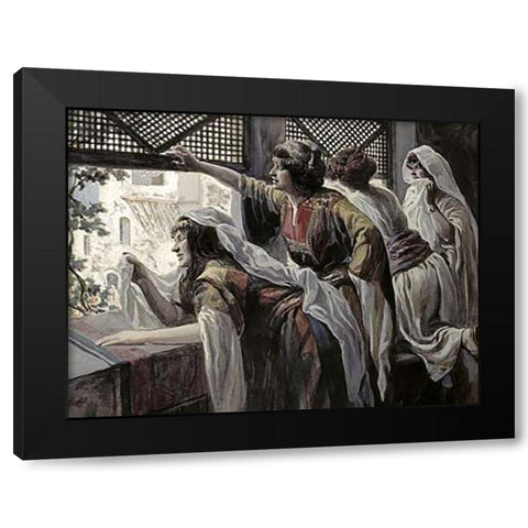 Michal Despises David Black Modern Wood Framed Art Print with Double Matting by Tissot, James