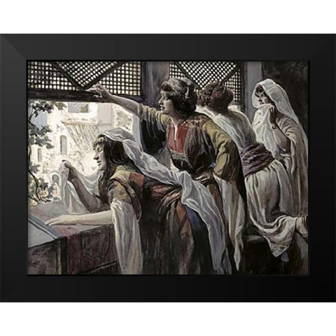 Michal Despises David Black Modern Wood Framed Art Print by Tissot, James