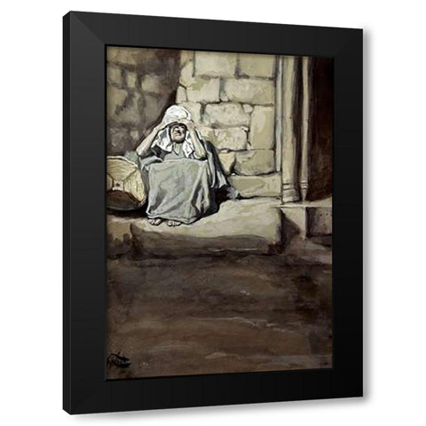 Miriam Shut Out From The Camp Black Modern Wood Framed Art Print with Double Matting by Tissot, James