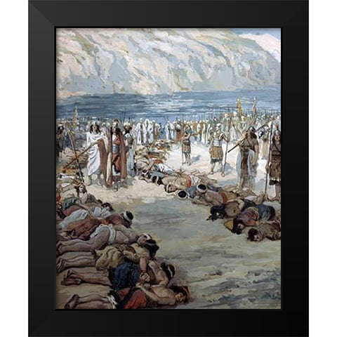 Moabites Taken Prisoners Black Modern Wood Framed Art Print by Tissot, James