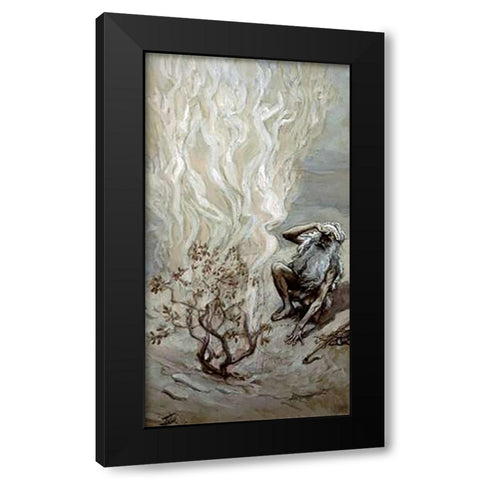 Moses Adores God In The Burning Bush Black Modern Wood Framed Art Print with Double Matting by Tissot, James
