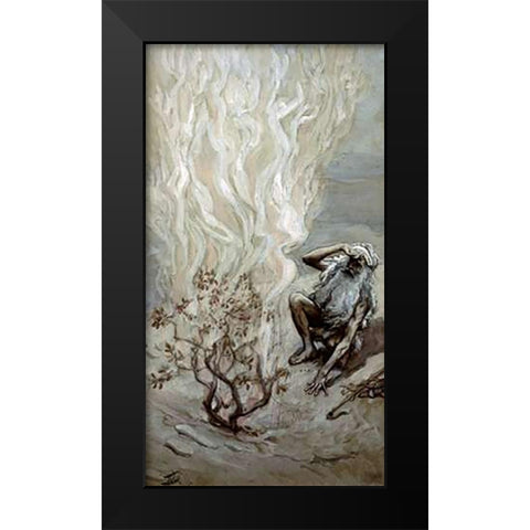Moses Adores God In The Burning Bush Black Modern Wood Framed Art Print by Tissot, James