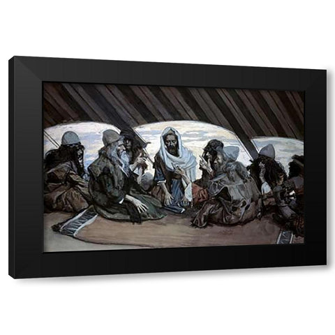 Moses and Jethro Black Modern Wood Framed Art Print with Double Matting by Tissot, James