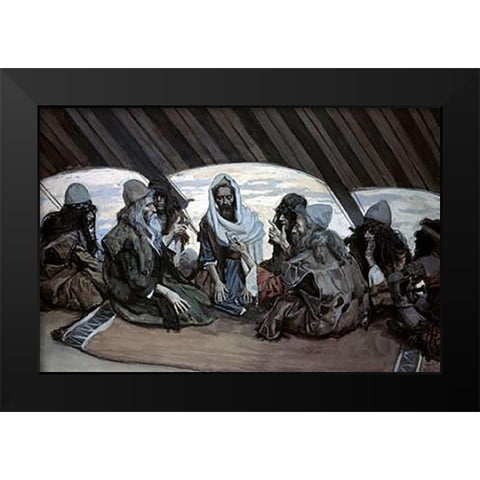 Moses and Jethro Black Modern Wood Framed Art Print by Tissot, James