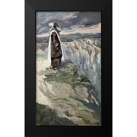 Moses On The Mountain During The Battle Black Modern Wood Framed Art Print by Tissot, James