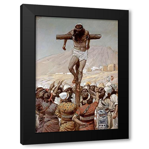 Mutilation of Adoni-Bezek Black Modern Wood Framed Art Print with Double Matting by Tissot, James