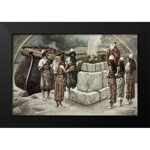 Noahs Sacrifice Black Modern Wood Framed Art Print by Tissot, James