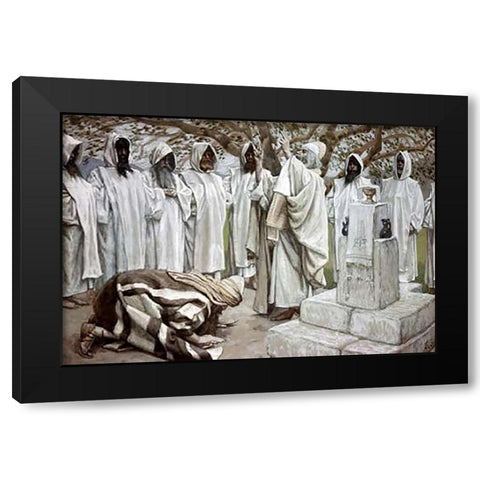 Offerings of Melchizedek Black Modern Wood Framed Art Print with Double Matting by Tissot, James