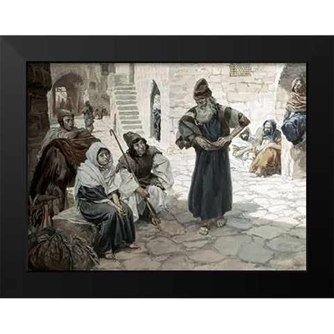 Old Man Invites The Levite Black Modern Wood Framed Art Print by Tissot, James