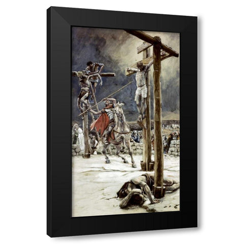One of The Soldiers With a Spear Pierces His Side Black Modern Wood Framed Art Print by Tissot, James Jacques