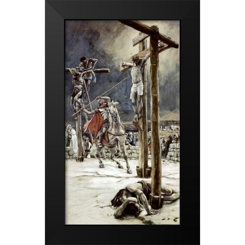 One of The Soldiers With a Spear Pierces His Side Black Modern Wood Framed Art Print by Tissot, James Jacques