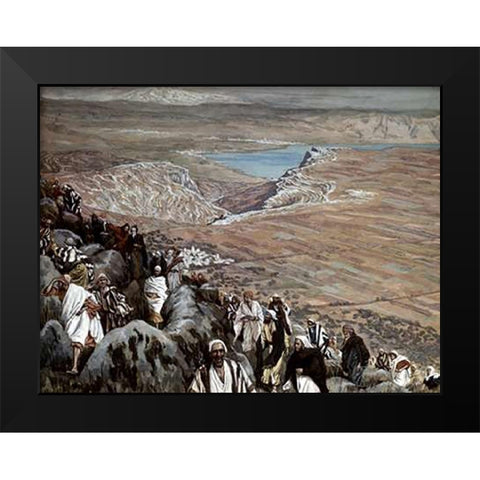 People Seek Museumist To Make Him King Black Modern Wood Framed Art Print by Tissot, James