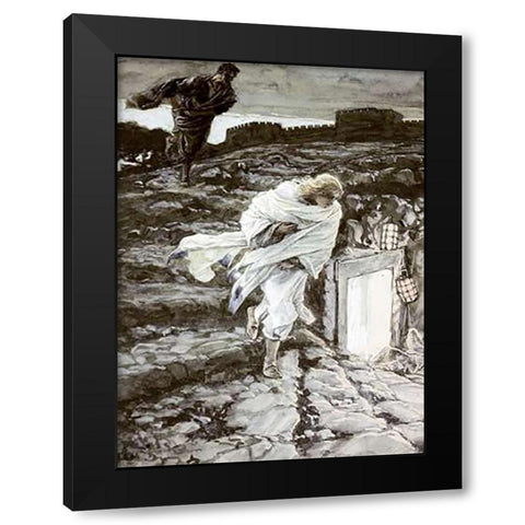 Peter and John Run To The SepulMuseume Black Modern Wood Framed Art Print with Double Matting by Tissot, James
