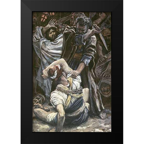 Peter Smites Off The Ear of Malchus Black Modern Wood Framed Art Print by Tissot, James
