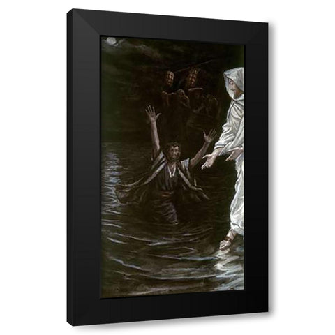 Peter Walks On The Sea Black Modern Wood Framed Art Print by Tissot, James