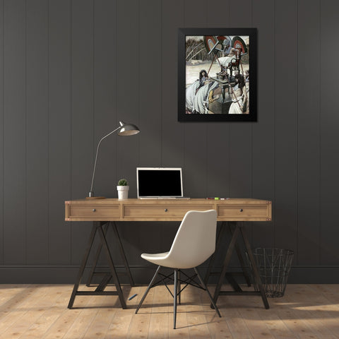 Pharaoh and The Midwives Black Modern Wood Framed Art Print by Tissot, James