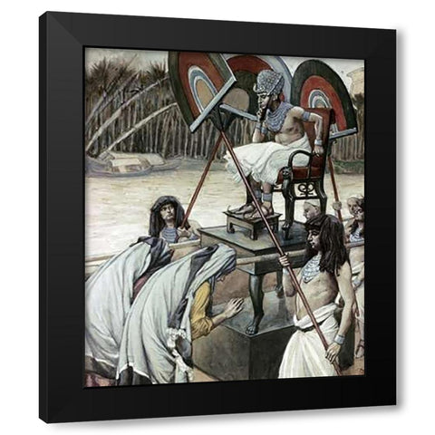Pharaoh and The Midwives Black Modern Wood Framed Art Print with Double Matting by Tissot, James