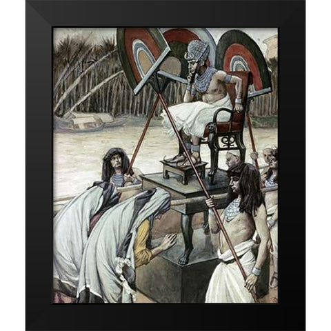 Pharaoh and The Midwives Black Modern Wood Framed Art Print by Tissot, James
