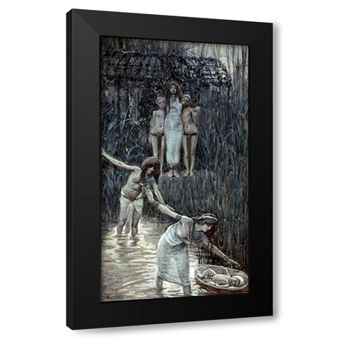 Pharaohs Daughter Has Moses Brought To Her Black Modern Wood Framed Art Print with Double Matting by Tissot, James