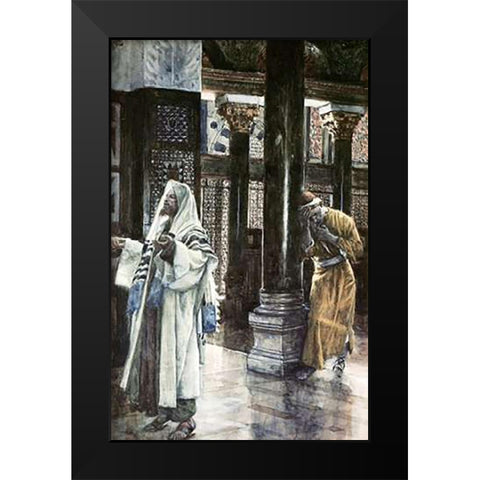 Pharisee and The Publican Black Modern Wood Framed Art Print by Tissot, James
