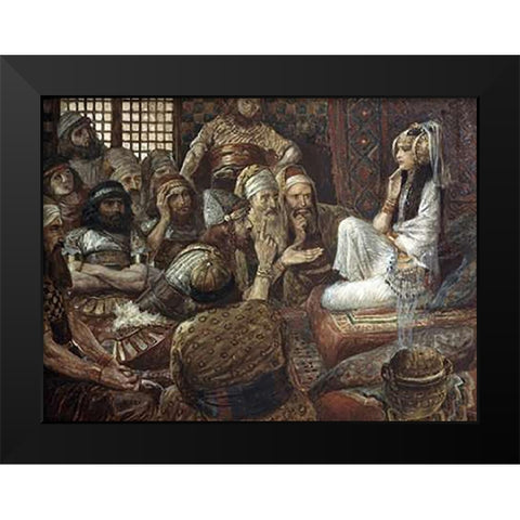 Philistines Visit Delilah Black Modern Wood Framed Art Print by Tissot, James