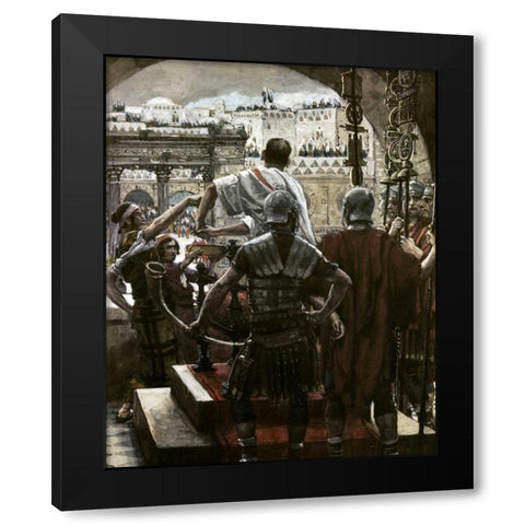 Pilate Washes His Hands Black Modern Wood Framed Art Print by Tissot, James Jacques