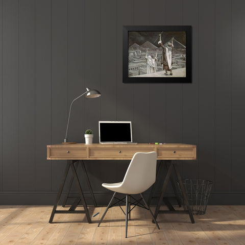 Plague of Locusts Black Modern Wood Framed Art Print by Tissot, James