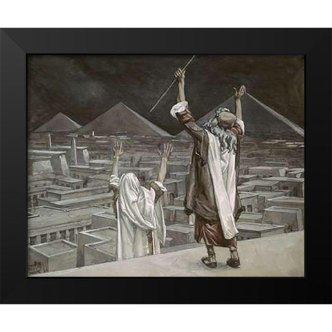 Plague of Locusts Black Modern Wood Framed Art Print by Tissot, James