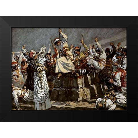 Prophets of Baal Leap Upon The Alter Black Modern Wood Framed Art Print by Tissot, James