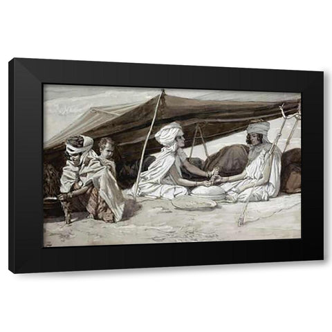 Rachel and Leah Black Modern Wood Framed Art Print by Tissot, James