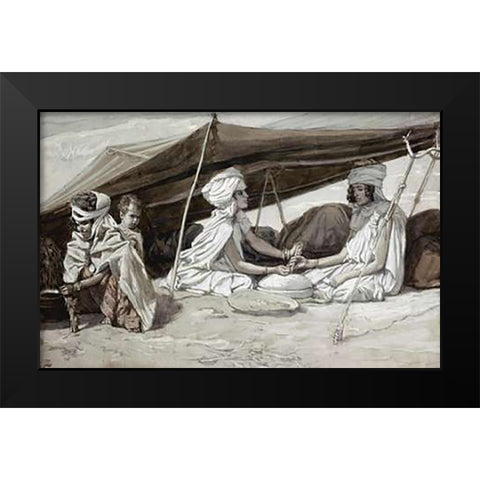 Rachel and Leah Black Modern Wood Framed Art Print by Tissot, James