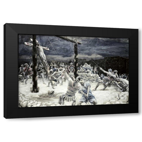 Raising of The Cross Black Modern Wood Framed Art Print by Tissot, James Jacques