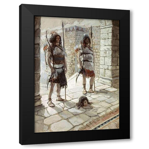 Reehab and Baanah Bring The Head of Ish-Bosheth Black Modern Wood Framed Art Print with Double Matting by Tissot, James