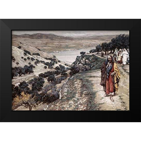 Rich Man Who Went Away Sorrowful Black Modern Wood Framed Art Print by Tissot, James