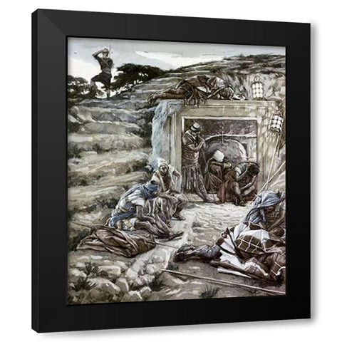 Roman Guards at The Tomb Black Modern Wood Framed Art Print with Double Matting by Tissot, James