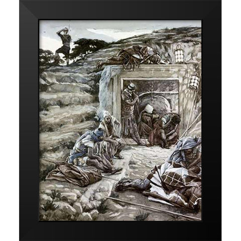 Roman Guards at The Tomb Black Modern Wood Framed Art Print by Tissot, James