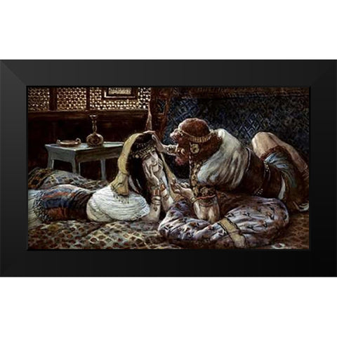 Samson and Delilah Black Modern Wood Framed Art Print by Tissot, James